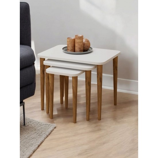 Zigon Sehpa 3 lü Beyaz, sehpa, 3 lü sehpa, kahvelik, sunum