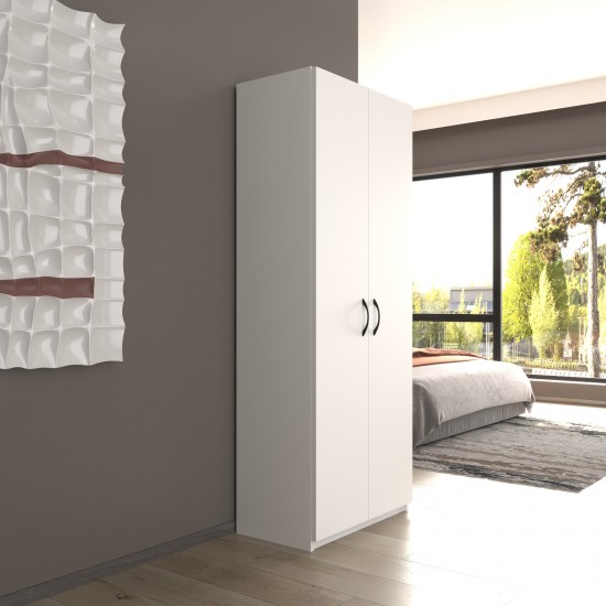 2 Kapaklı 5 Katlı Çok Amaçlı Dolap - Lilyum Beyaz