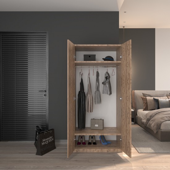 2 Kapaklı Elbise Dolabı 80 cm Çam Desen