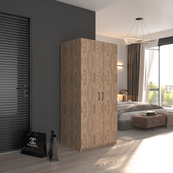 2 Kapaklı Elbise Dolabı 80 cm Çam Desen