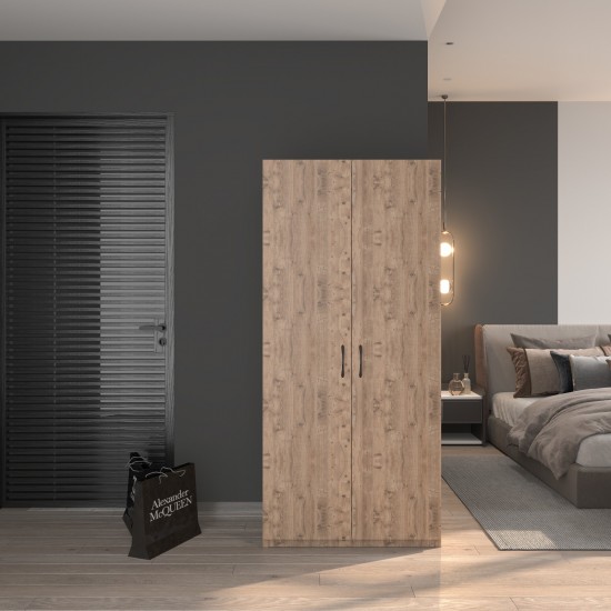 2 Kapaklı Elbise Dolabı 80 cm Çam Desen
