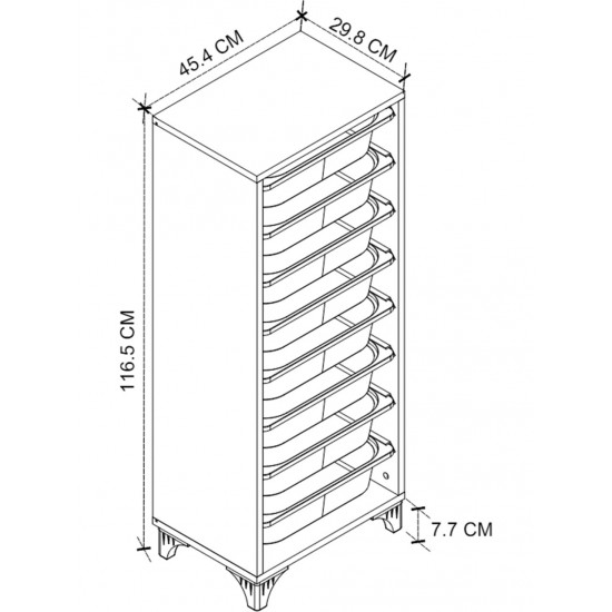 8 Çekmeceli Çok Amaçlı Sepetli Dolap / Oyuncak Kutusu / Organizer ÇAM