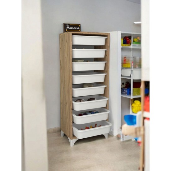 8 Çekmeceli Çok Amaçlı Sepetli Dolap / Oyuncak Kutusu / Organizer ÇAM