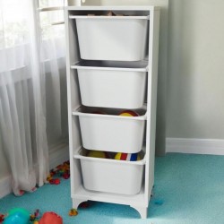 4 sepetli Çok Amaçlı Dolap / Oyuncak Kutusu / Organizer Düzenleyici BEYAZ