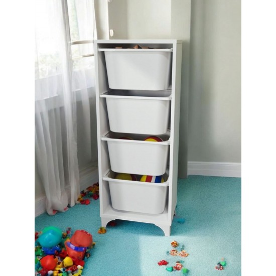 4 sepetli Çok Amaçlı Dolap / Oyuncak Kutusu / Organizer Düzenleyici BEYAZ
