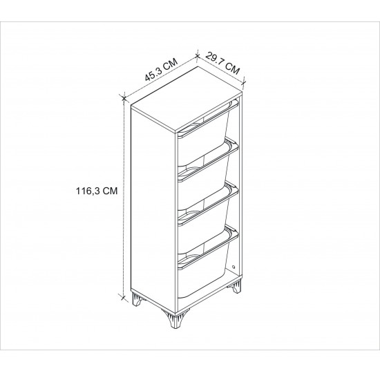 4 sepetli Çok Amaçlı Dolap / Oyuncak Kutusu / Organizer Düzenleyici BEYAZ