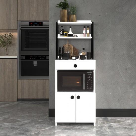 2 Kapaklı Beyaz Çekmeceli Çok Amaçlı Dolap - Alaçatı Model