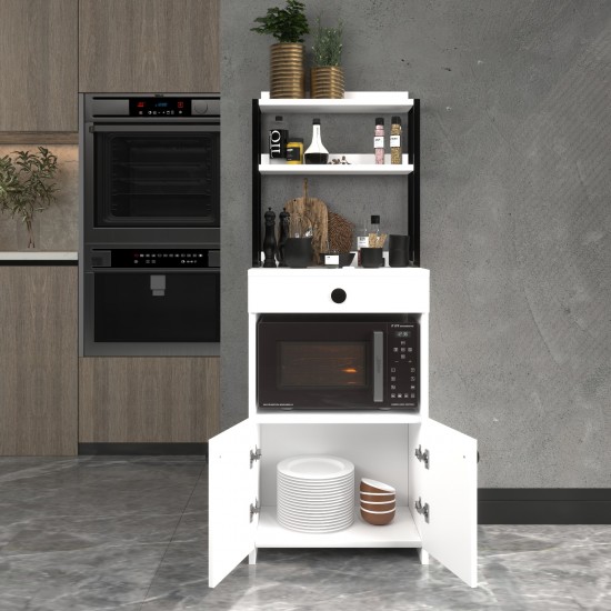 2 Kapaklı Beyaz Çekmeceli Çok Amaçlı Dolap - Alaçatı Model