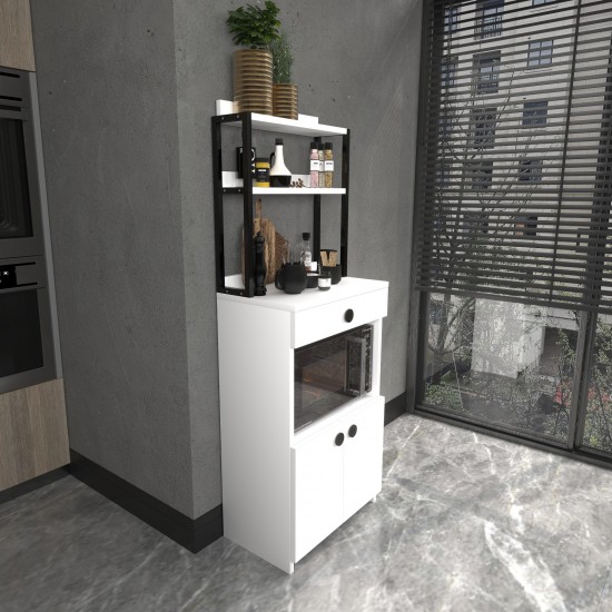 2 Kapaklı Beyaz Çekmeceli Çok Amaçlı Dolap - Alaçatı Model