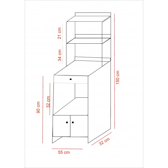 2 Kapaklı Beyaz Çekmeceli Çok Amaçlı Dolap - Alaçatı Model