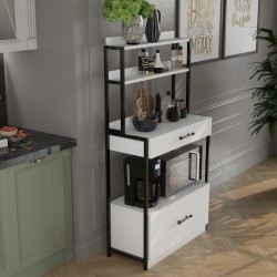 Melo Çekmeceli Çok Amaçlı Mutfak Dolabı Bango / Kahve Köşesi / Düzenleyici Beyaz