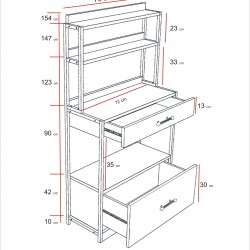 Melo Çekmeceli Çok Amaçlı Mutfak Dolabı Bango / Kahve Köşesi / Düzenleyici Beyaz