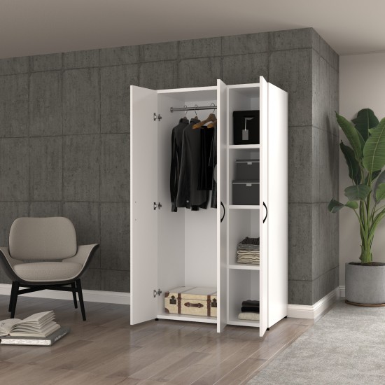 3 Kapaklı Geniş Elbise Dolabı