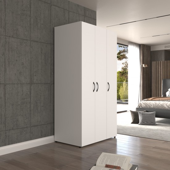 3 Kapaklı Geniş Elbise Dolabı