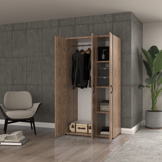 3 Kapaklı Geniş Elbise Dolabı